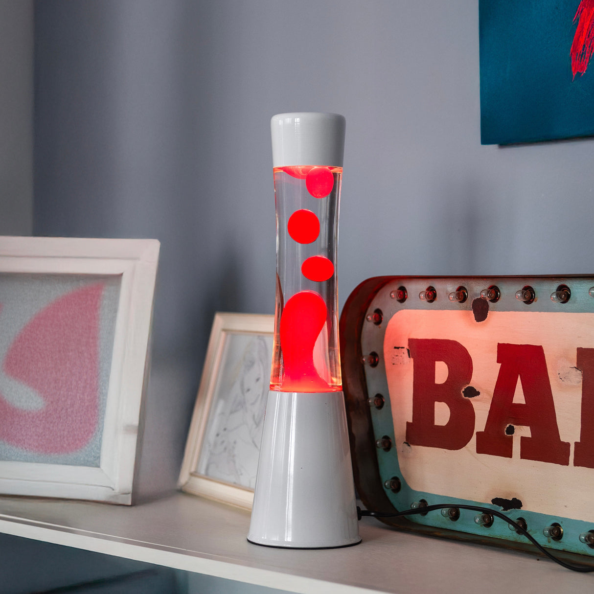 Fisura Lava Lampe Fisura "Tower" | White & Red | Beruhigend & Kultig