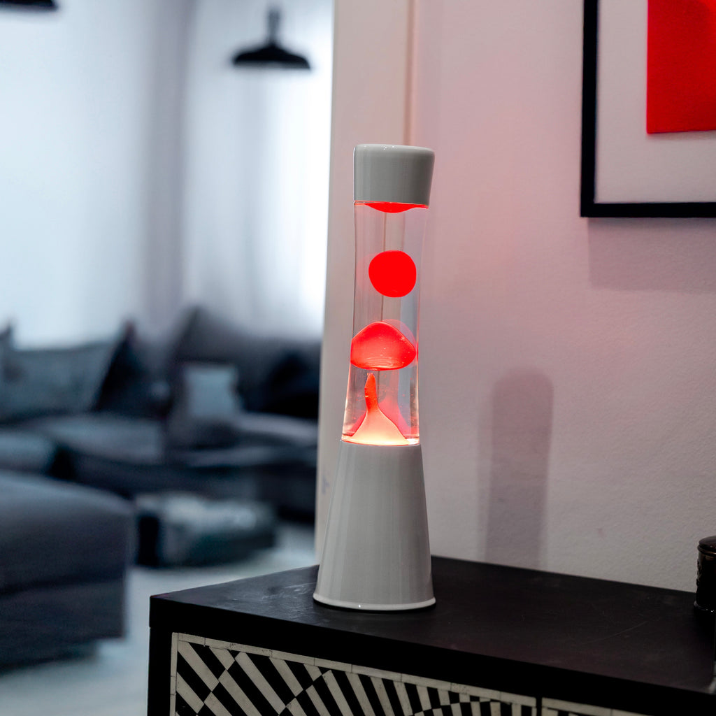 Fisura Lava Lampe Fisura "Tower" | White & Red | Beruhigend & Kultig