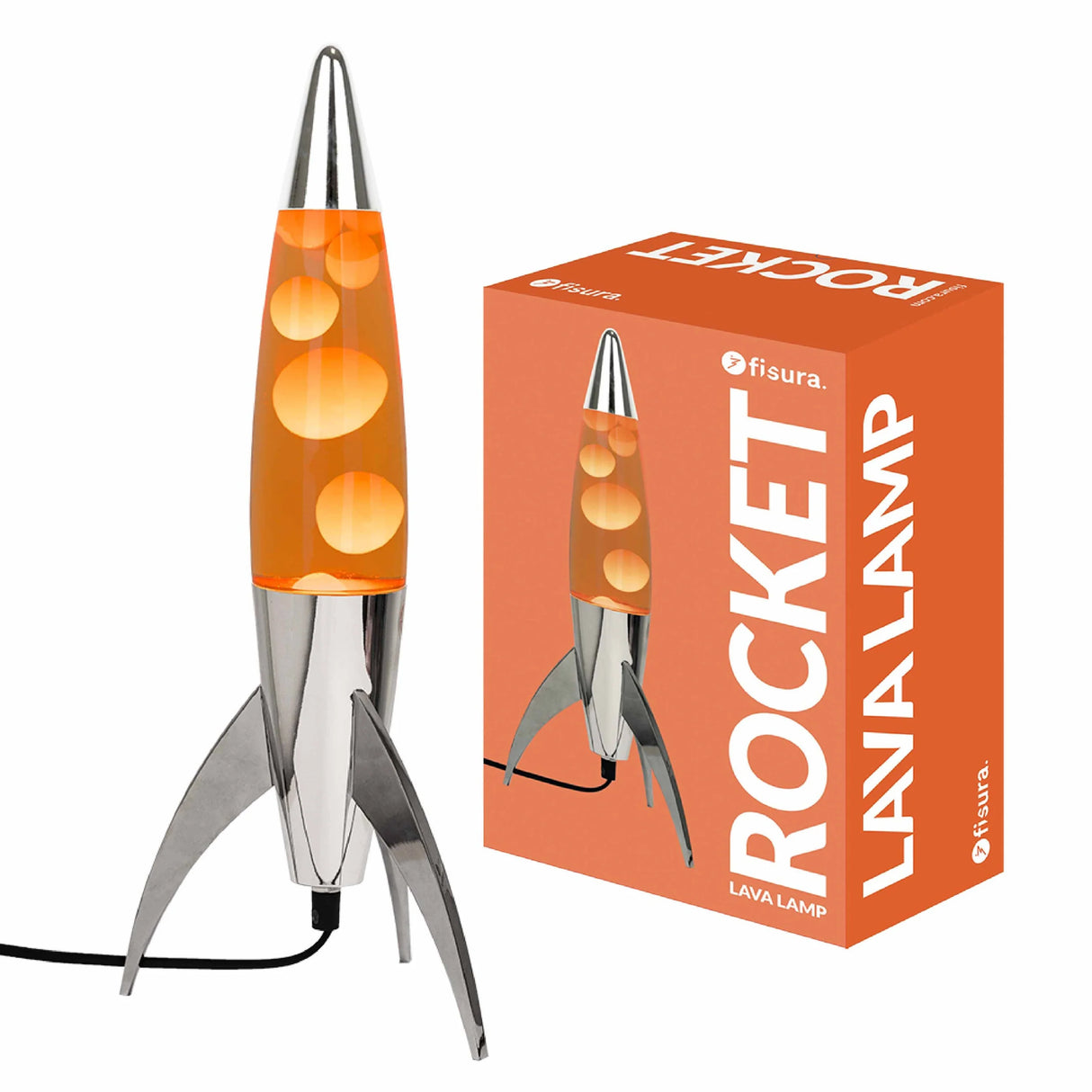 Fisura Lava Lampe „Rocket Orange“ | Farbiger Retro-Akzent | Fisura