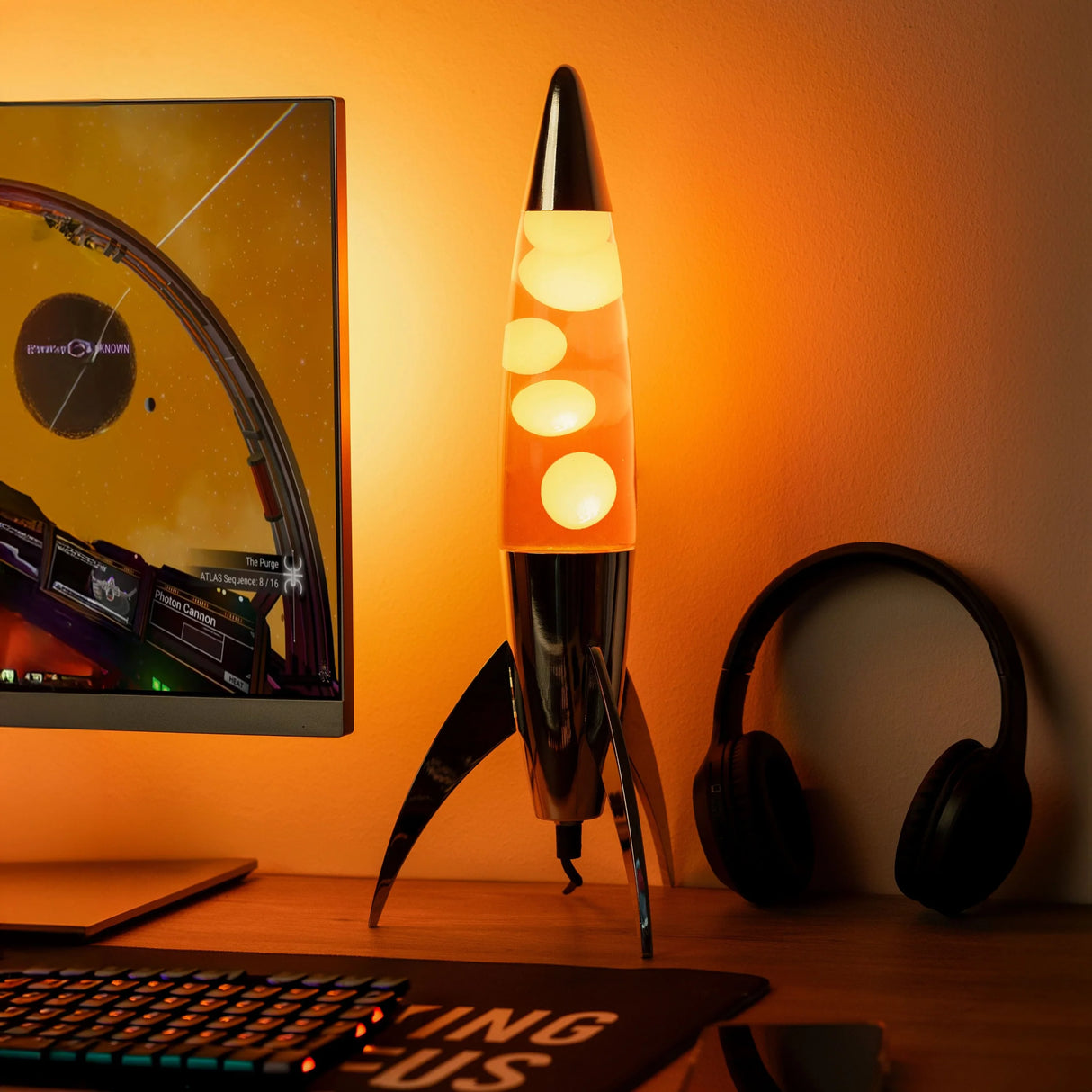Fisura Lava Lampe „Rocket Orange“ | Farbiger Retro-Akzent | Fisura