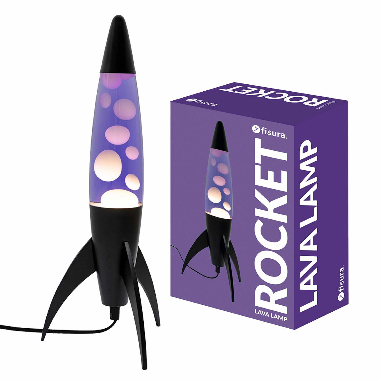 Fisura Lava Lampe „Rocket Purple“ | Retro-Look in Lila | Fisura