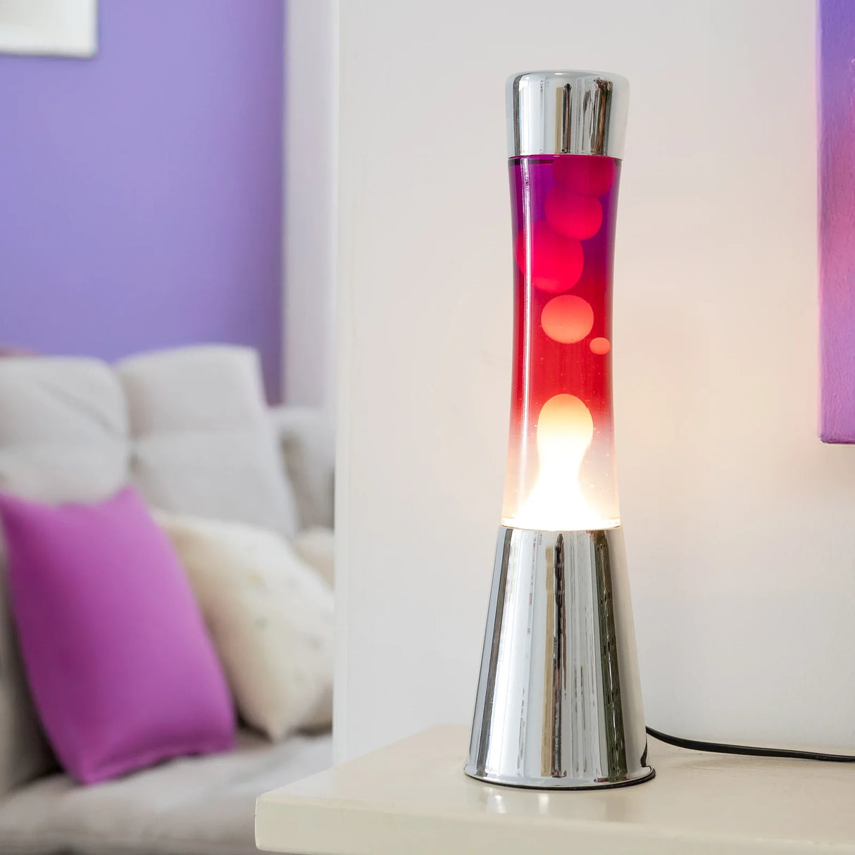 Fisura Lava Lampe „Tower Chrome“ | Red & White | Fisura