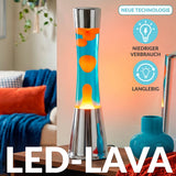 Fisura Lava Lampe “Tower Chrome” Blue & Orange | Retro Design | Fisura