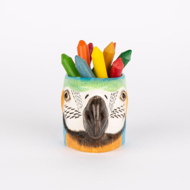 Quail Ceramics Übertopf „Flower Pot Mini Macaw“ | Bunter Vogelkopf | Quail Ceramics