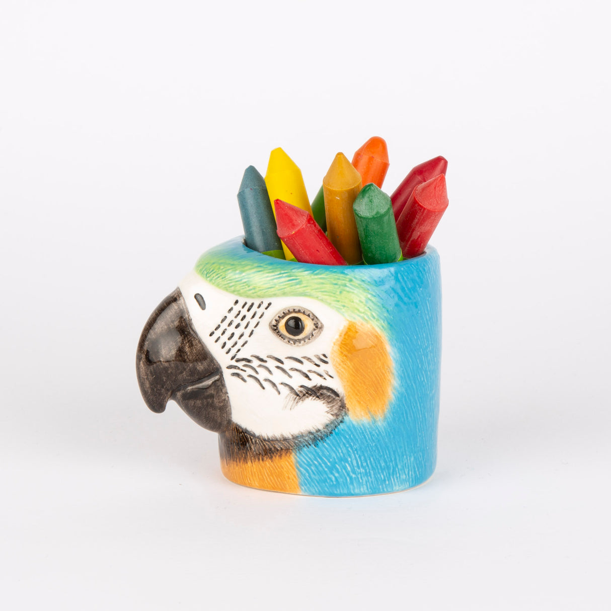 Quail Ceramics Übertopf „Flower Pot Mini Macaw“ | Bunter Vogelkopf | Quail Ceramics