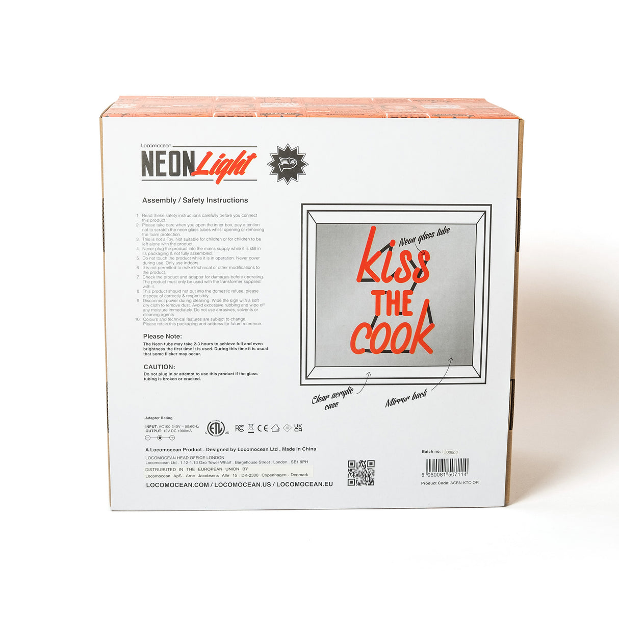 Locomocean Acrylic Box Neon „Kiss the Cook Orange“ | Locomocean | Neon Box für die Küche