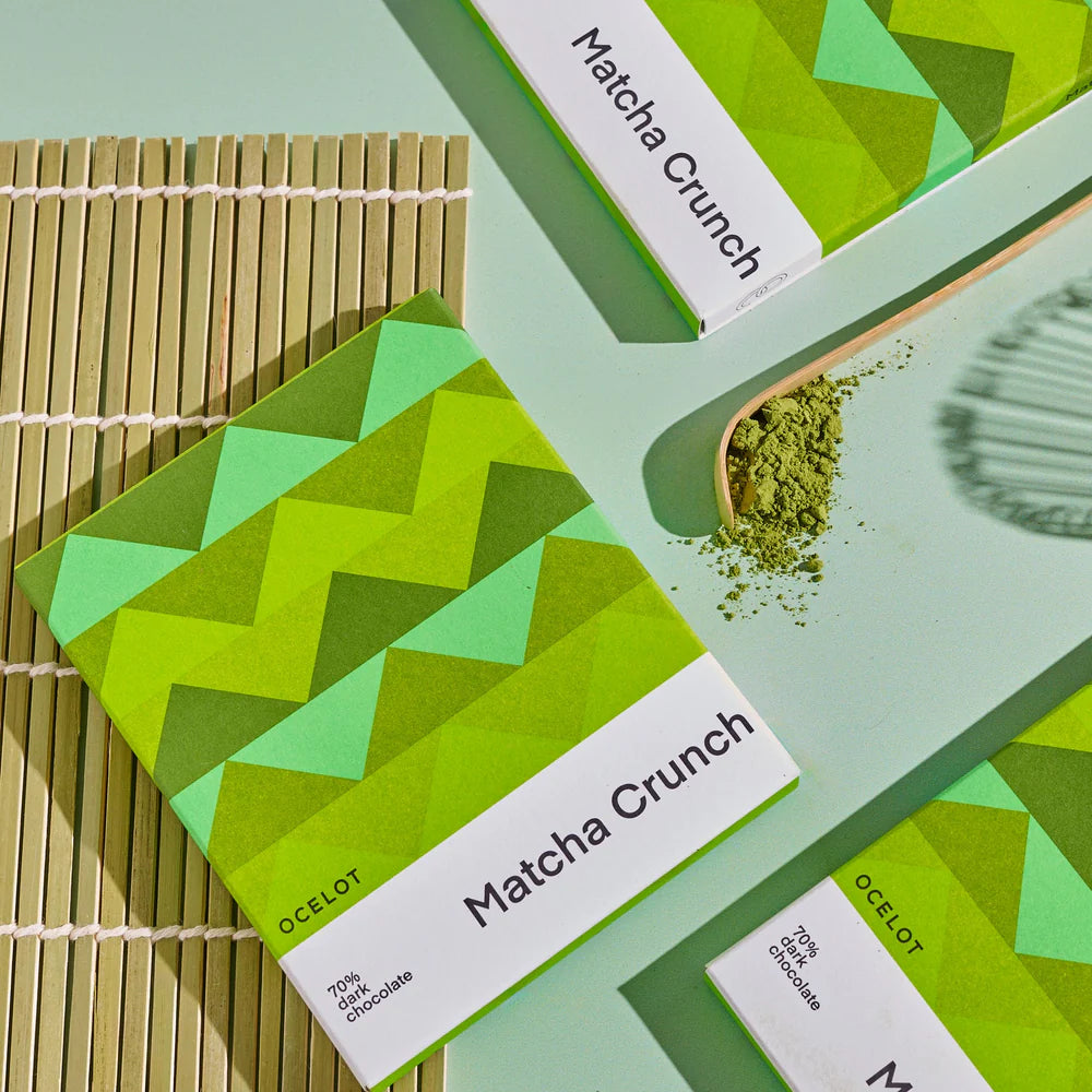 Ocelot Schokolade “Zartbitter mit Matcha Crunch” | Edle Schokolade mit Crunch | Ocelot