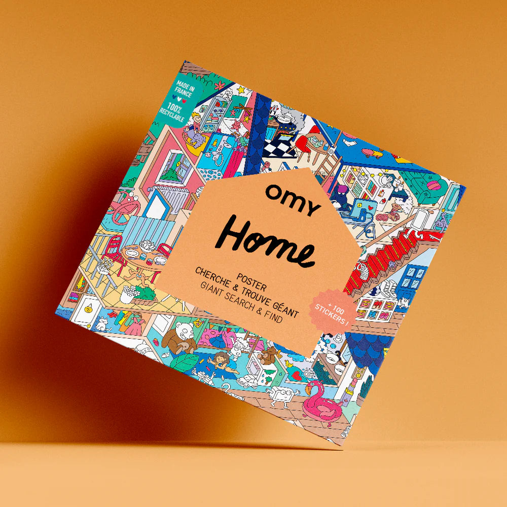 OMY Poster + 100 Sticker "Home" | OMY | Riesiges Such- und Finde-Abenteuer für Kinder