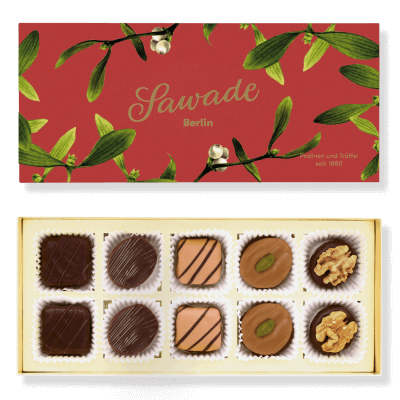 Sawade Pralinenschachtel Sawade "Mistelzweig" Alkohlfrei | Edle Geschenkidee, 110g