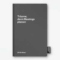 Schlechte Karten Notizbuch „Träume, die in Meetings platzen“ | Realistisch bleiben | Schlechte Karten