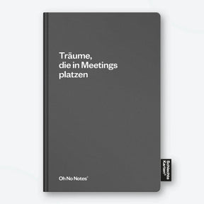 Schlechte Karten Notizbuch „Träume, die in Meetings platzen“ | Realistisch bleiben | Schlechte Karten