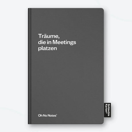 Schlechte Karten Notizbuch „Träume, die in Meetings platzen“ | Realistisch bleiben | Schlechte Karten