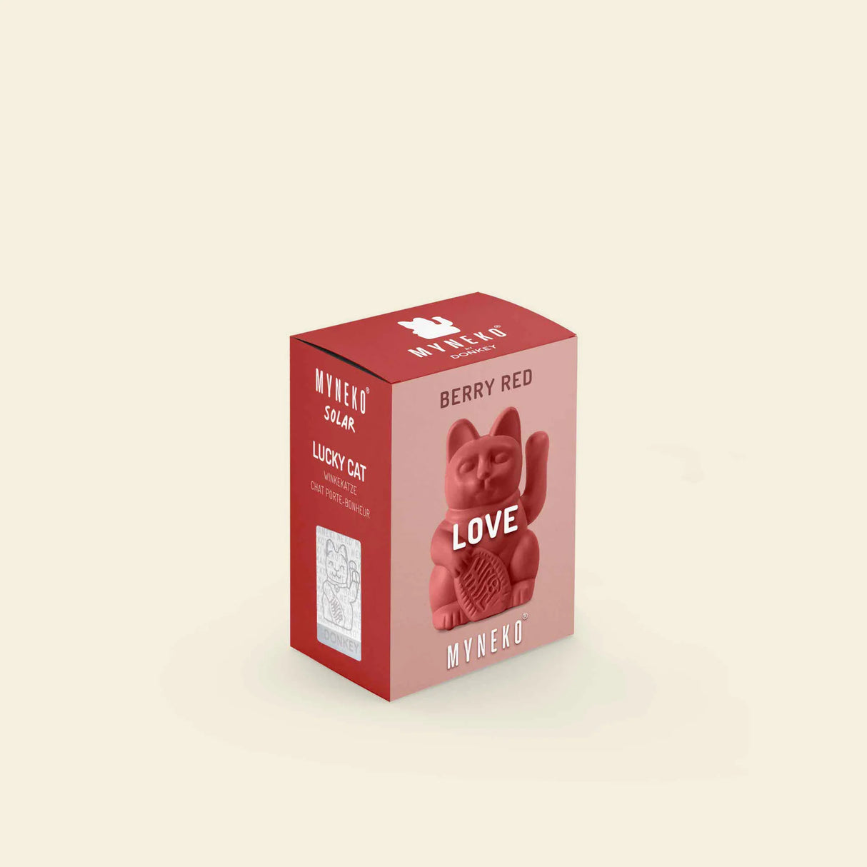Donkey Products Solar-Winkekatze „Lucky Cat Solar Berry Red“ | Solarfigur | Donkey Products