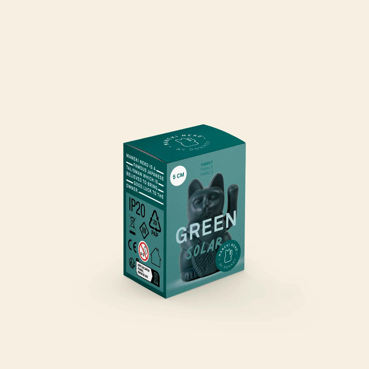 Donkey Products Solar-Winkekatze „Lucky Cat Solar Green“ | Glückskatze | Donkey Products