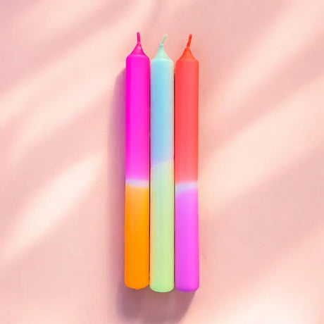 pinkstories Stabkerzen Pinkstories "Dip Dye Neon Tangerine Sunset" | 3 Stk., Bunt