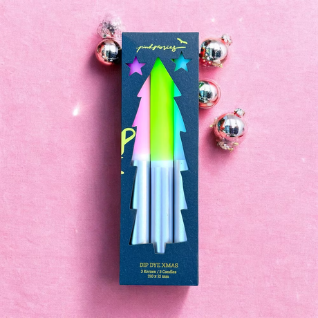 pinkstories Stabkerzen “X-Mas Jewel-like Kiwi” (3 Stk.) | Funkelnd schön | pinkstories