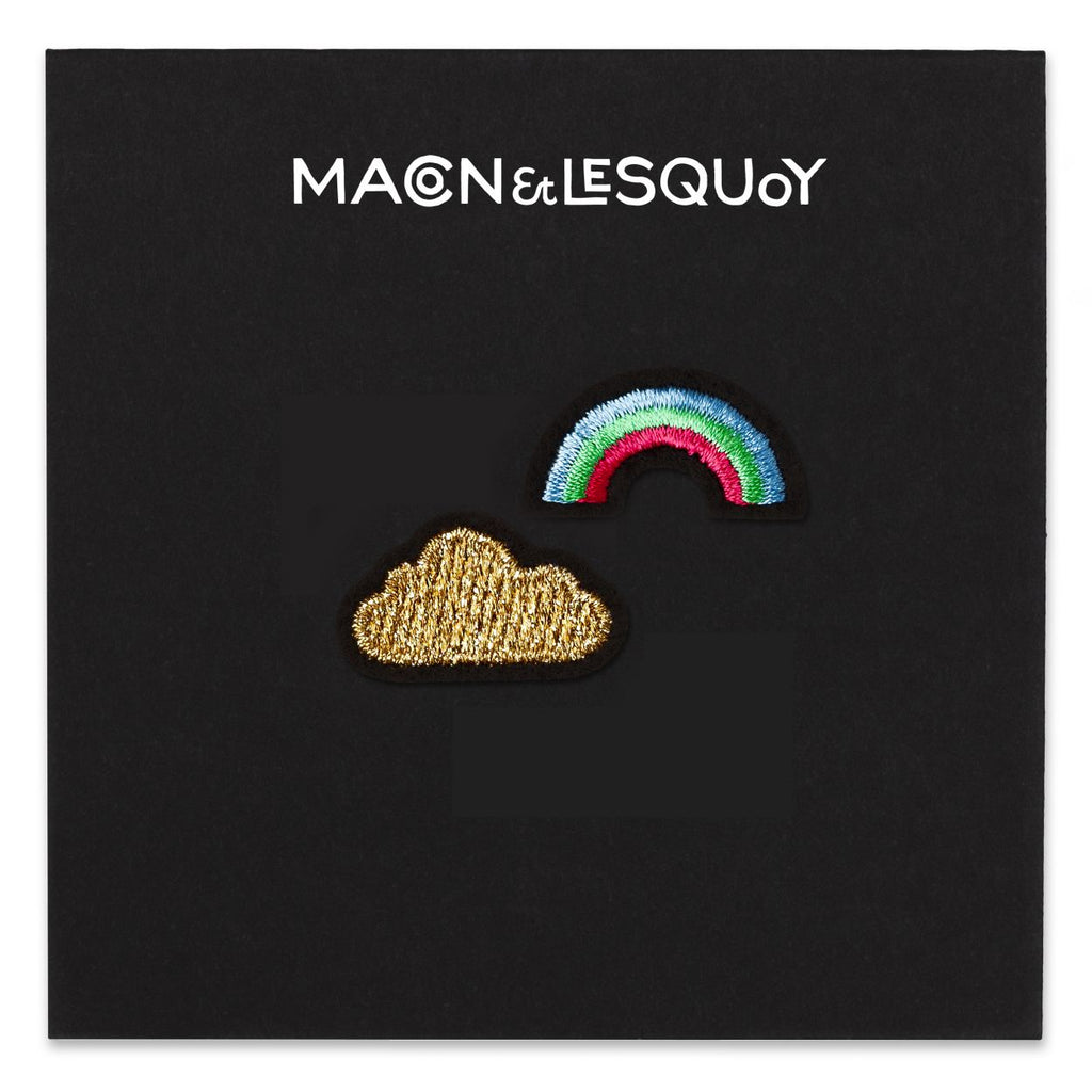Macon&Lesquoy Stick zum Aufbügeln “Goldene Wolke & Regenbogen” | Glitzernd & süß | Macon&Lesquoy