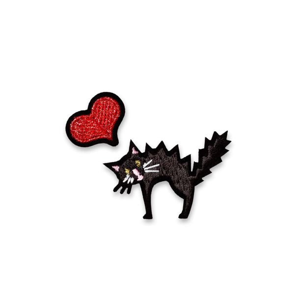 Macon&Lesquoy Stick zum Aufbügeln “Rotes Herz & Schwarze Katze” | Liebe & Magie | Macon&Lesquoy
