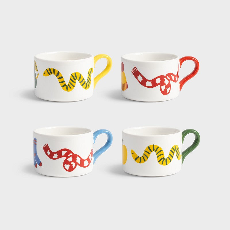 &Klevering Tassenset &klevering "Mug Haines" | 4er Set, Porzellan, Bunt, Hal Haines