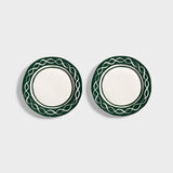 &Klevering Tellerset „Festivo Medium Green“ | 2er-Set mit Illustration | &Klevering