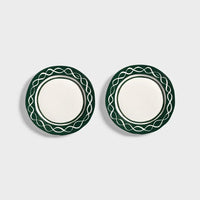 &Klevering Tellerset „Festivo Medium Green“ | 2er-Set mit Illustration | &Klevering