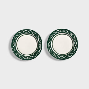 &Klevering Tellerset „Festivo Medium Green“ | 2er-Set mit Illustration | &Klevering
