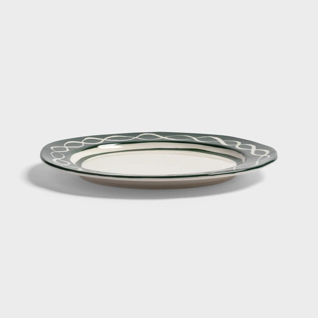 &Klevering Tellerset „Festivo Medium Green“ | 2er-Set mit Illustration | &Klevering
