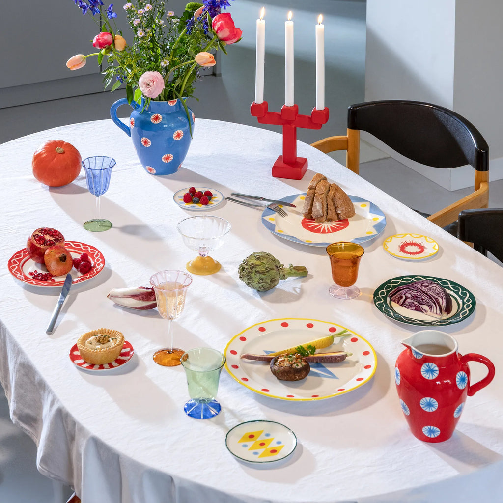 &Klevering Tellerset „Festivo Medium Green“ | 2er-Set mit Illustration | &Klevering