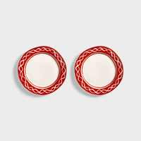 &Klevering Tellerset „Festivo Medium Red“ | 2er-Set in kräftigem Rot | &Klevering
