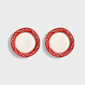 &Klevering Tellerset „Festivo Medium Red“ | 2er-Set in kräftigem Rot | &Klevering