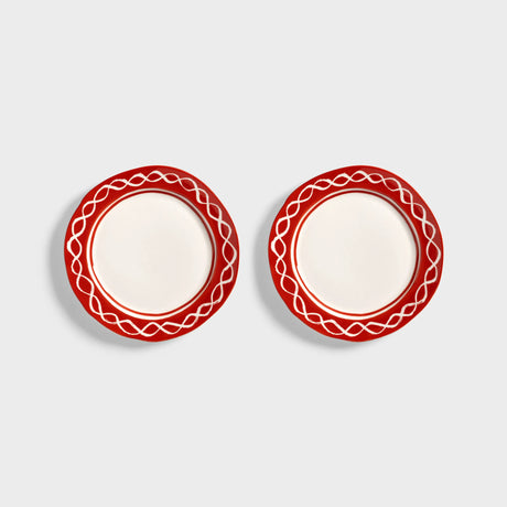 &Klevering Tellerset „Festivo Medium Red“ | 2er-Set in kräftigem Rot | &Klevering