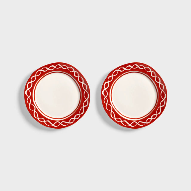 &Klevering Tellerset „Festivo Medium Red“ | 2er-Set in kräftigem Rot | &Klevering