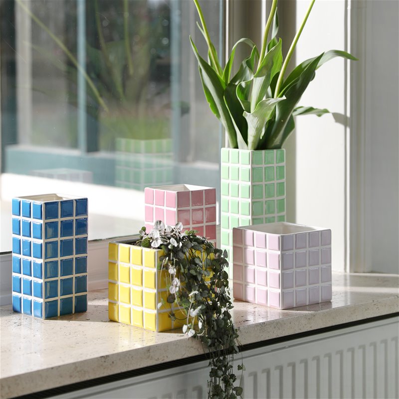 &Klevering Vase &Klevering “Kachel Lila” | 14 cm | Verspielte Details