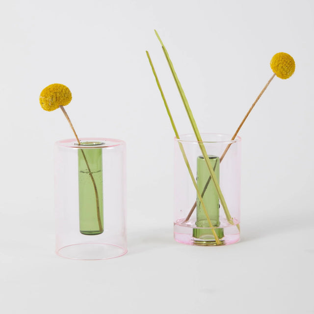 Block Design Vase “Reversible” Pink/Grün S | Wandelbares Design | Block Design
