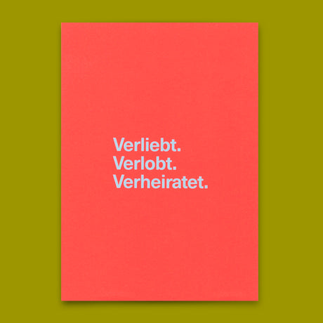 Deli Cards Postkarte "Verliebt. Verlobt. Verheiratet." | Besondere Karte zur Hochzeit
