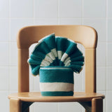 HAY Waschlappen „Stripe Petrol Blue“ 30x30cm | Weiche Baumwolle | HAY
