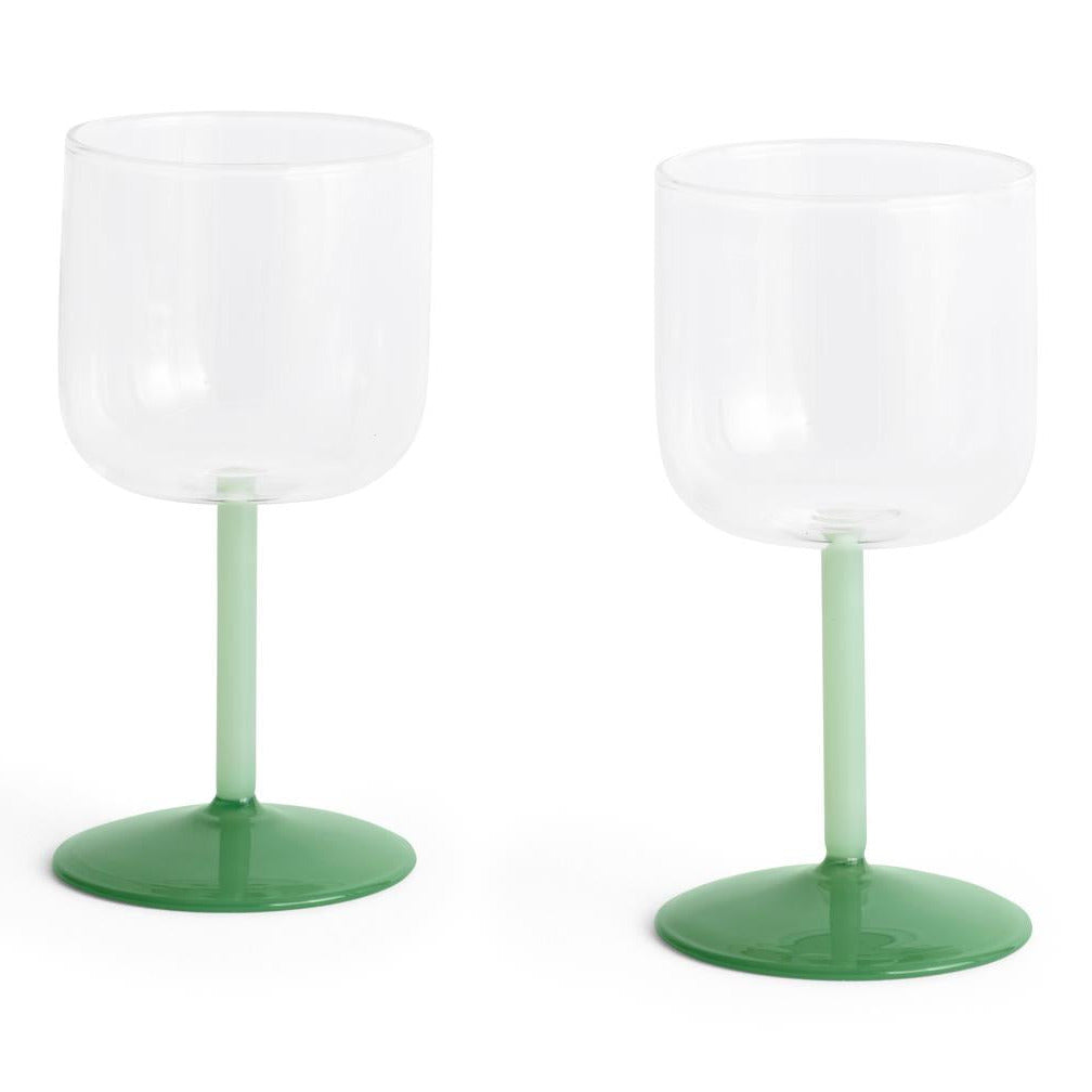 HAY Weingläser „Tint Clear & Light Green“ 2 Stk. | 2er-Set mit sanftem Akzent | HAY