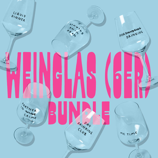 selekkt Weinglas Bundle (6er Set) | Humorvolle Gläser für Wein