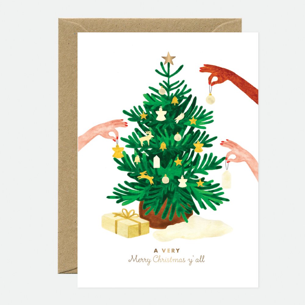 CLAIRE LEINA Grußkarte Claire Leina "Xmas Tree Chic" | A6 Klappkarten mit Recycling-Umschlag aus Frankreich