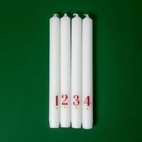 Stabkerzen “Adventslichter 1 bis 4” Rot 4er-Set | Engels Kerzen