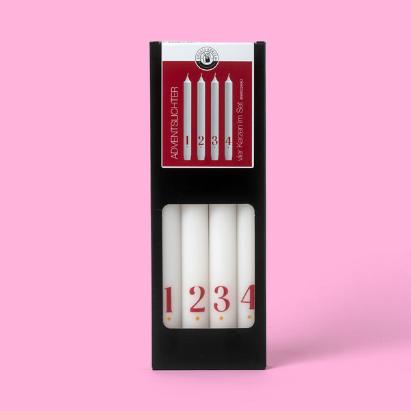 Engels Kerzen Stabkerzen “Adventslichter 1 bis 4” Rot 4er-Set | Engels Kerzen