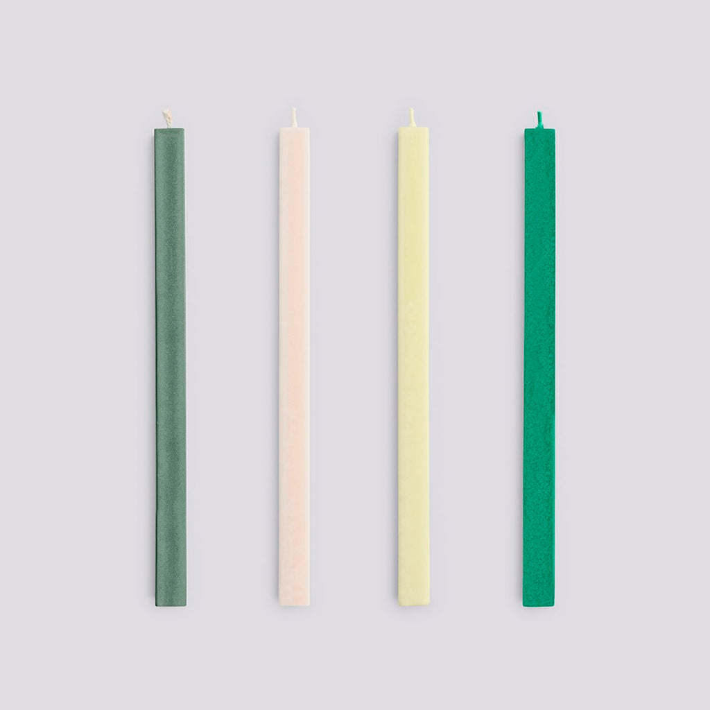 HAY Kerzen „Square Greens & Whites“ | 4er-Set in Naturfarben | HAY