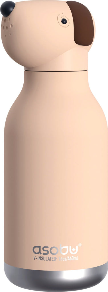 asobu Trinkflasche "Dog” (460ml) | Edelstahlflasche mit Hundemotiv | asobu