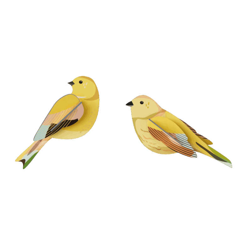 studio ROOF Wanddeko studio ROOF “Citrinella Pair” | Gelbes Vogelduo aus Karton