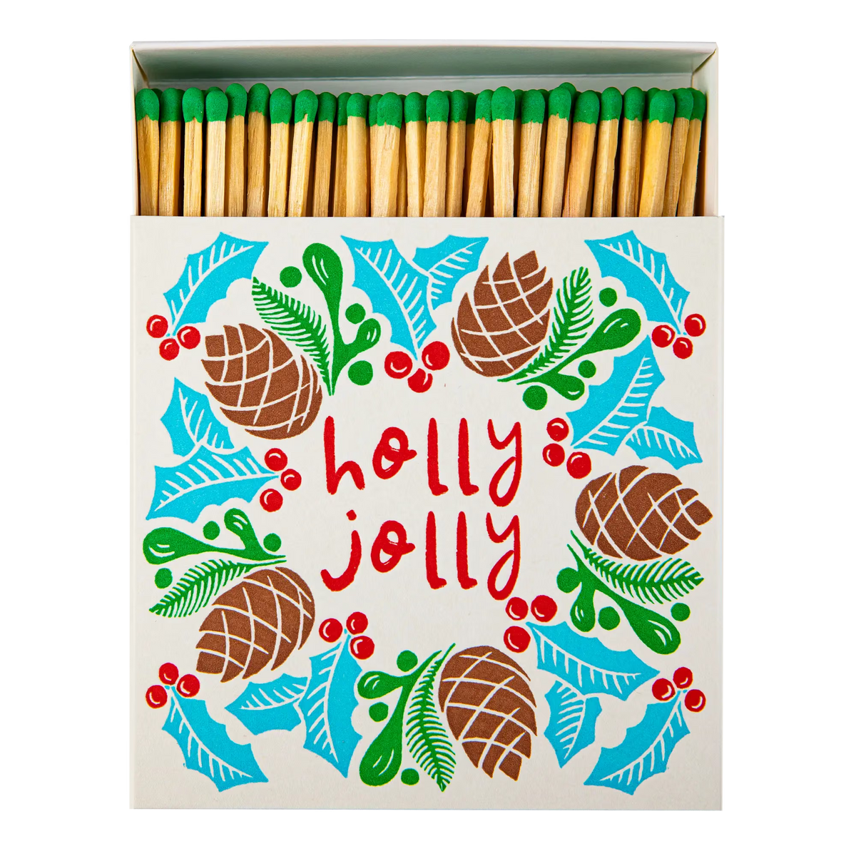 Archivist Lange Streichhölzer „Holly Jolly Wreath“ | in Square Matchbox | Archivist