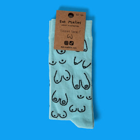 Eat Mielies Weird Illustration Socken "Titties" Mint Eat Mielies Weird Illustration | Bunte Baumwollstrümpfe