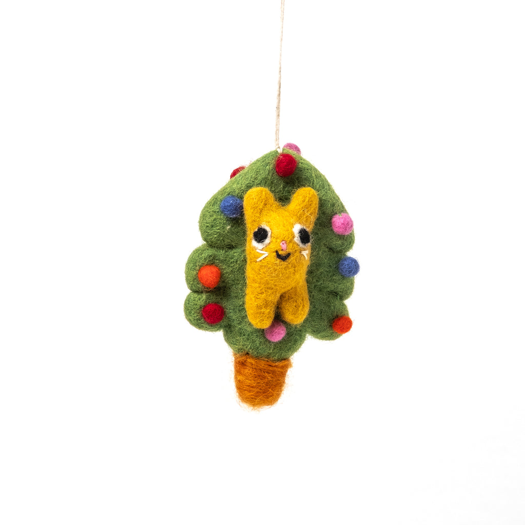 WRAP Filzanhänger WRAP “Bobby, Cat in a Tree” | Filzanhänger mit Katze im Baum