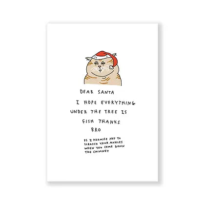 Eat Mielies Weird Illustration Grußkarte "Fish under the christmas tree" von Eat Mielies Illustration | DIN-A6 Klappkarte mit passendem Umschlag