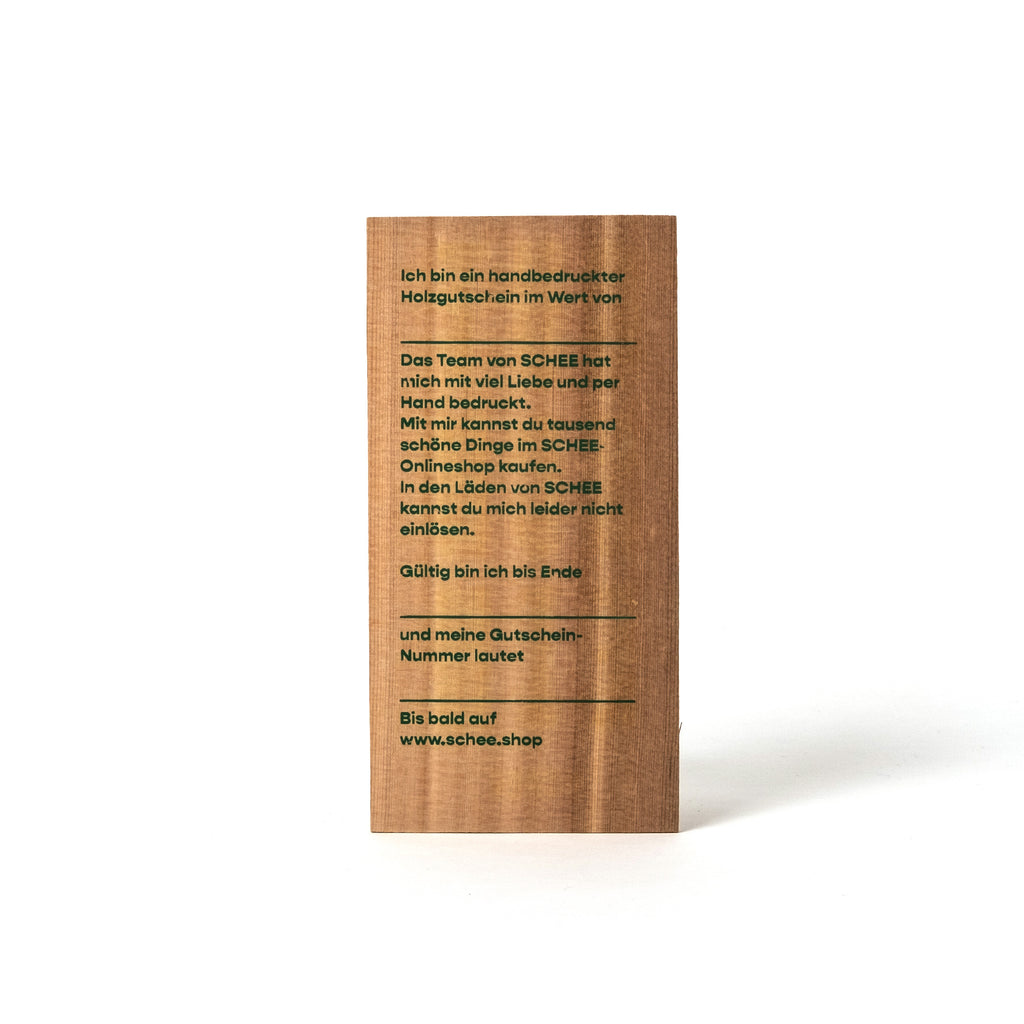 SCHEE Holzgutschein
