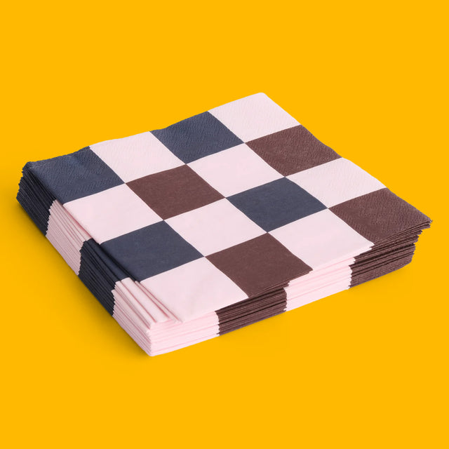 HAY Servietten „Light Pink, Bordeaux & Black M Check“ | Set mit 20 Stück | HAY